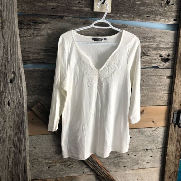 Addition Elle Plus size X V-neck, Embroidered Top - Picture 1 of 5